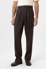 A25Y2809 KAHVE Keten Karışımlı Erkek Baggy Pantolon