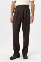 A25Y2809 KAHVE Keten Karışımlı Erkek Baggy Pantolon
