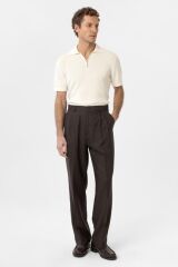 A25Y2809 KAHVE Keten Karışımlı Erkek Baggy Pantolon