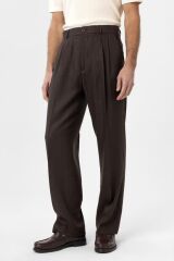 A25Y2809 KAHVE Keten Karışımlı Erkek Baggy Pantolon