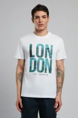 252 LCM 242040 BEYAZ ENZIO ERKEK O YAKA T-SHIRT
