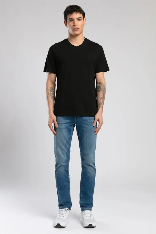 252 LCM 242004 SİYAH JONAT ERKEK V YAKA T-SHIRT