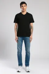 252 LCM 242004 SİYAH JONAT ERKEK V YAKA T-SHIRT