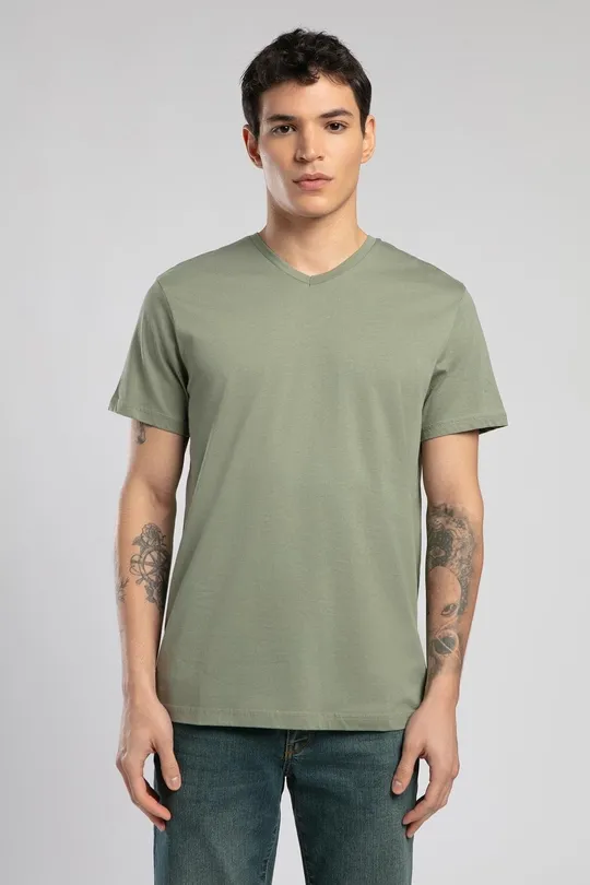 252 LCM 242004 HAKİ JONAT ERKEK V YAKA T-SHIRT