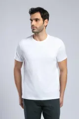 252 LCM 242003 BEYAZ BASELO ERKEK O YAKA T-SHIRT