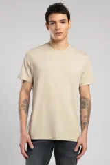 252 LCM 242003 BEJ BASELO ERKEK O YAKA T-SHIRT