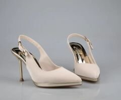 P2533 TEN RENGİ DESENLİ TOPUKLU AYAKKABI