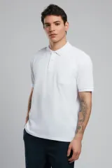 252 LCM 242014 BEYAZ ROLAN ERKEK POLO YAKA T-SHIRT