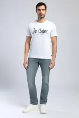 252 LCM 242002 BEYAZ DRAWINGLOGO ERKEK O YAKA T-SHIRT