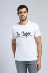 252 LCM 242002 BEYAZ DRAWINGLOGO ERKEK O YAKA T-SHIRT