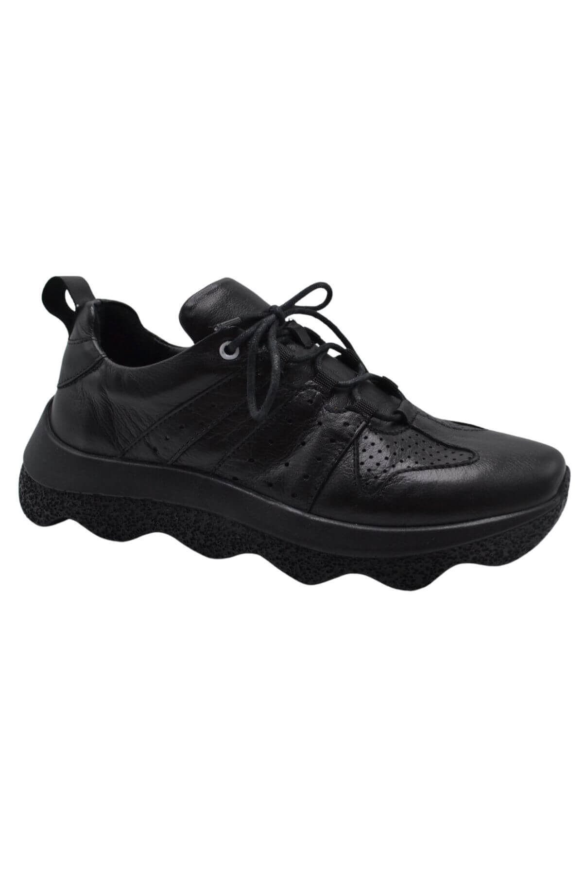 2314001Y SİYAH Kadın Deri Sneakers Ayakkab