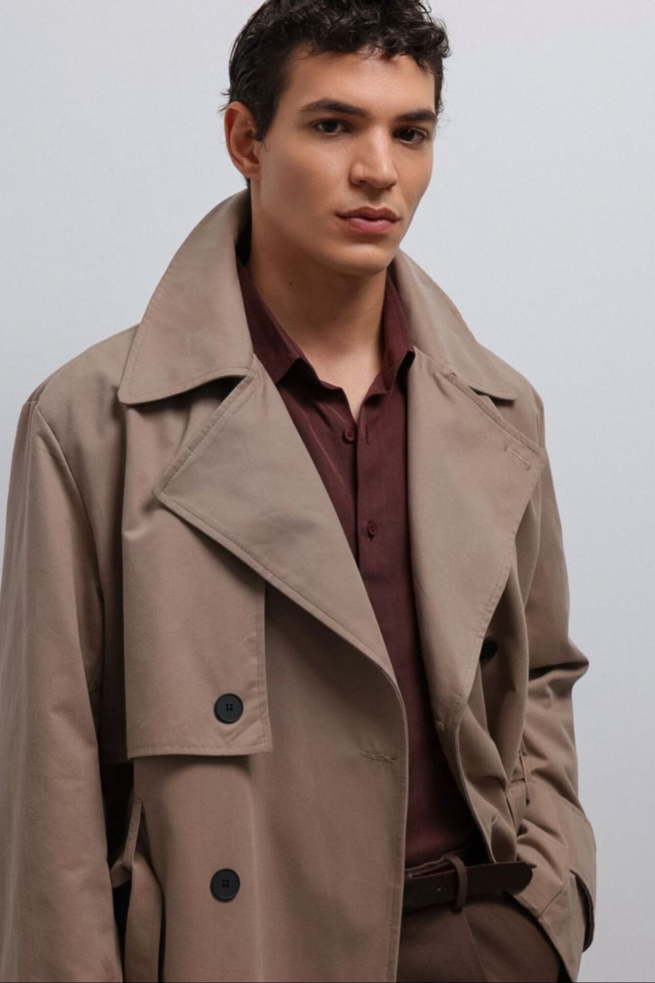 A25Y5010 Bej Relax Fit Erkek Trençkot
