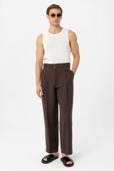 A25Y2799 KAHVE MODAL KUMAŞ RELAX FİT KEMERLİ ERKEK PANTOLON