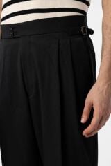 A25Y2807 SİYAH YÜKSEK BEL İTALYAN KALIP PİLELİ ERKEK PANTOLON