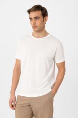 A25Y9417 BEYAZ REGULAR FİT MODAL TEKNİK KUMAŞ ERKEK T-SHİRT