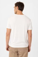 A25Y9417 BEYAZ REGULAR FİT MODAL TEKNİK KUMAŞ ERKEK T-SHİRT