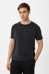 A25Y9417  SİYAH REGULAR FİT MODAL TEKNİK KUMAŞ ERKEK T-SHİRT