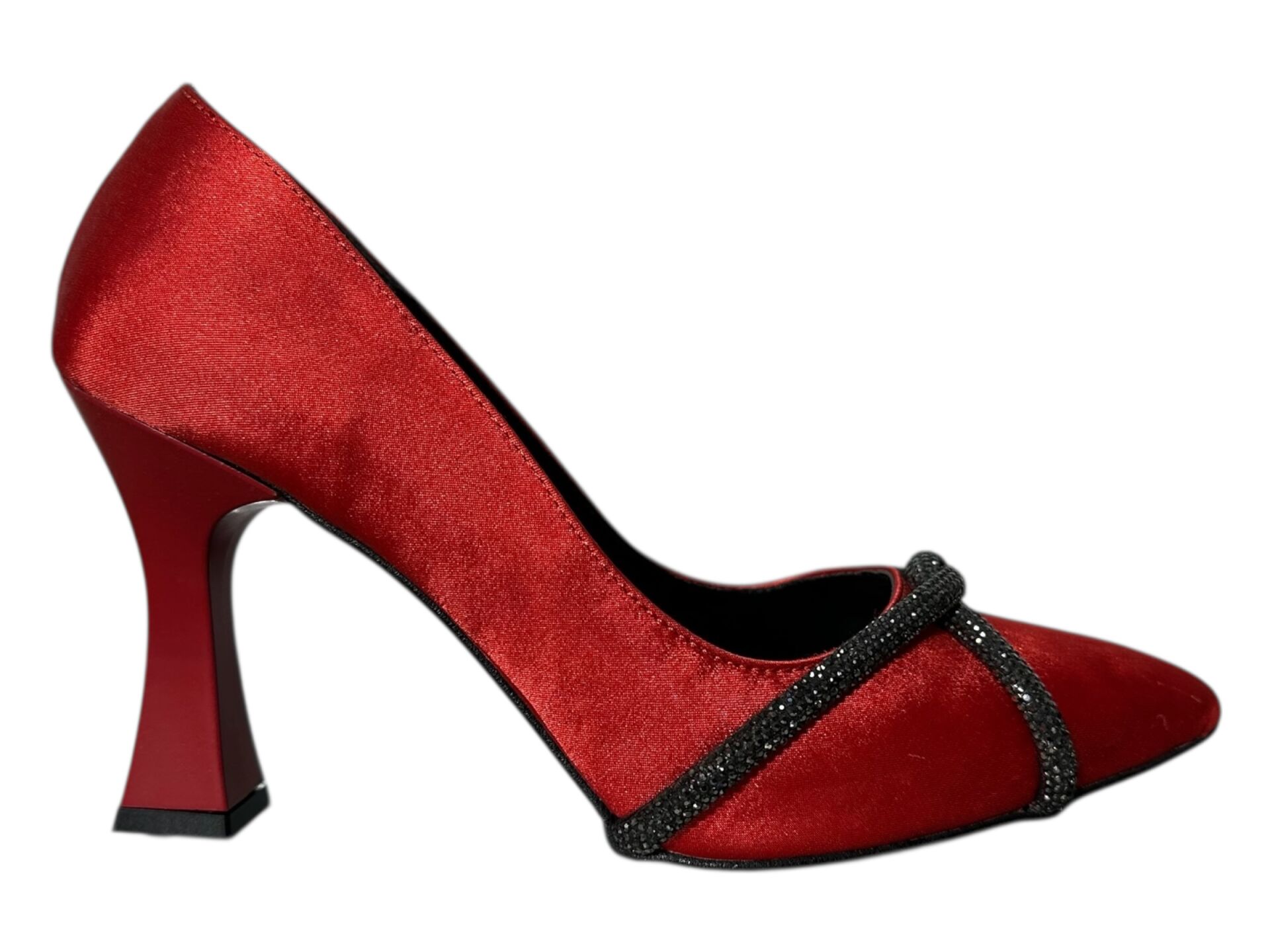 18-122 KIRMIZI ÖNÜ TAŞLI TOPUKLU AYAKKABI