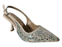 324 K008 TAŞLI BEJ TOPUKLU AYAKKABI