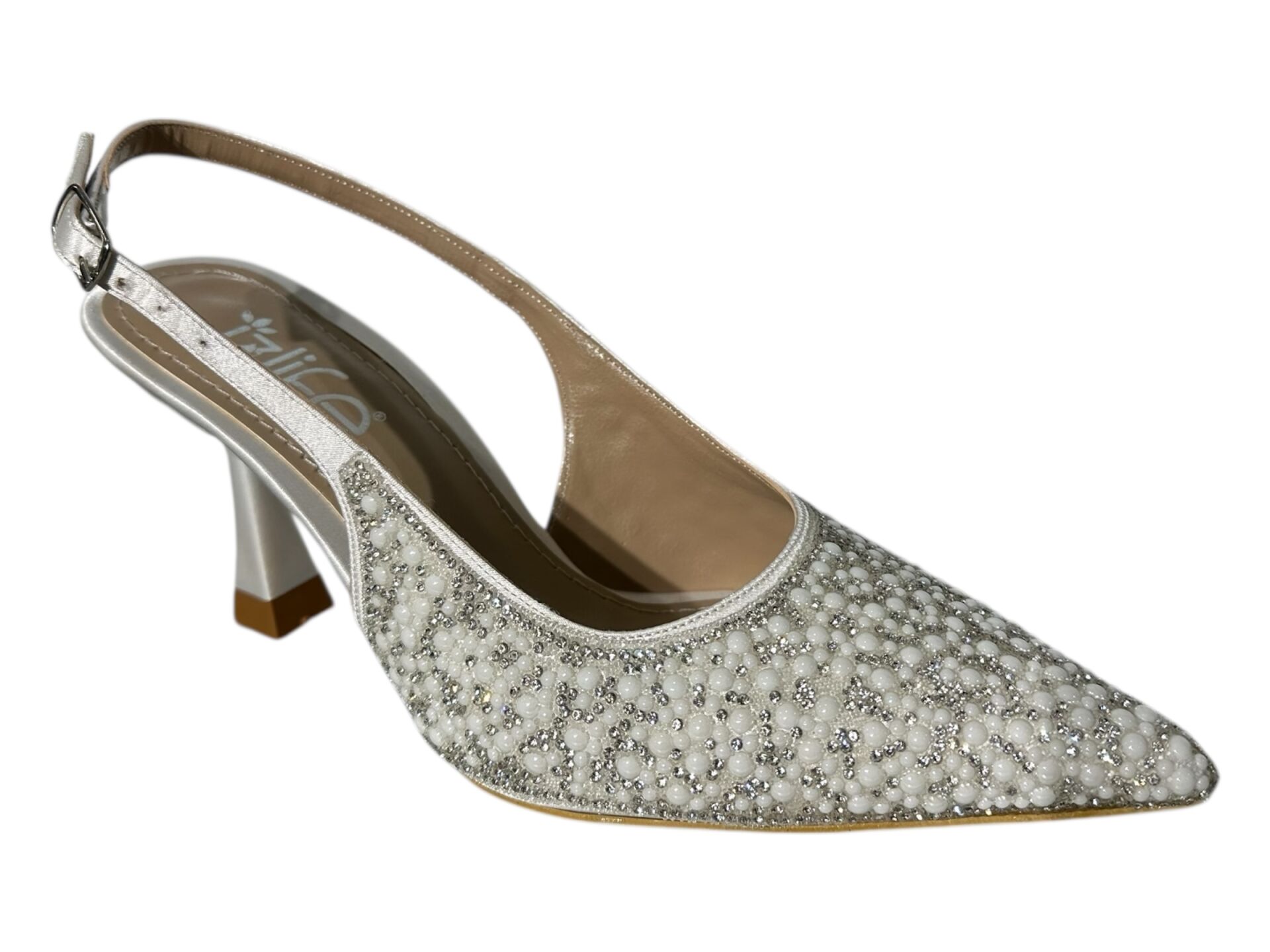 454 K368 SEDEF IŞILTILI BONCUK DETAYLI TOPUKLU AYAKKABI