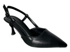 29-017 ARKASI AÇIK SİYAH TOPUKLU AYAKKABI