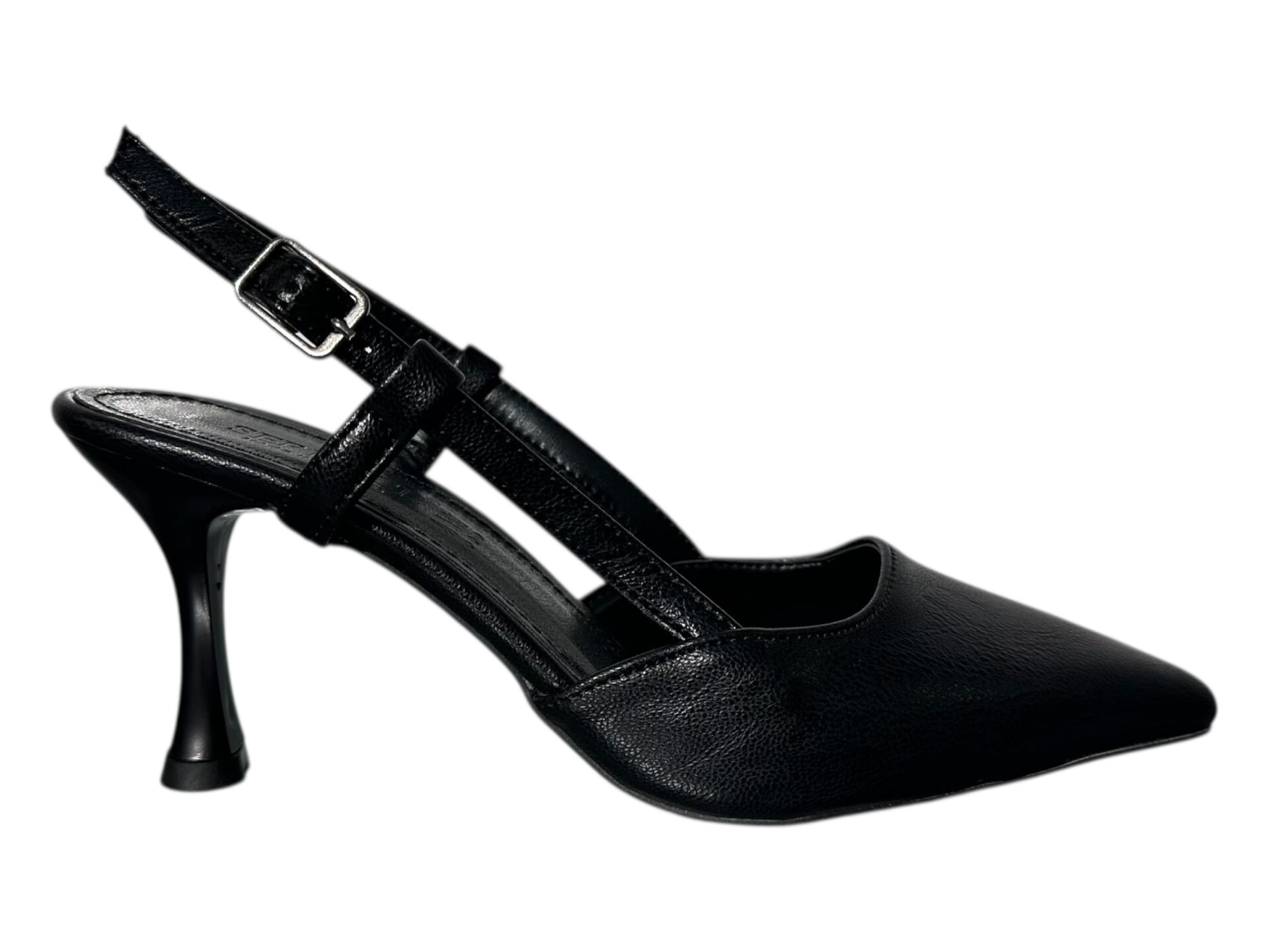 29-017 ARKASI AÇIK SİYAH TOPUKLU AYAKKABI