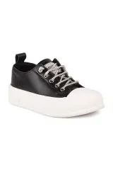 24Y384-3 SİYAH CONVERSE TARZI TAŞLI AYAKKABI