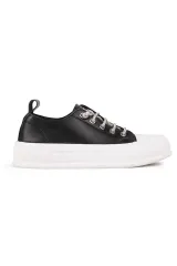24Y384-3 SİYAH CONVERSE TARZI TAŞLI AYAKKABI