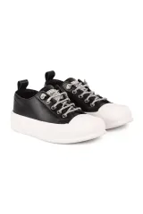 24Y384-3 SİYAH CONVERSE TARZI TAŞLI AYAKKABI