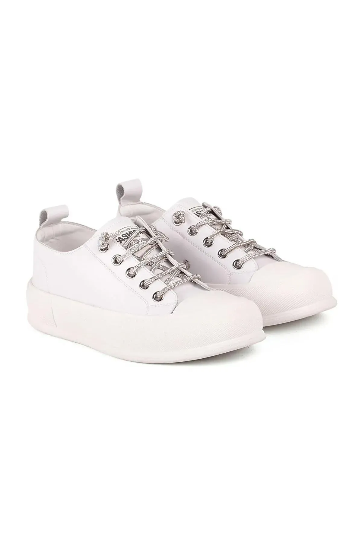 24Y384-3 BEYAZ CONVERSE TARZI TAŞLI AYAKKABI
