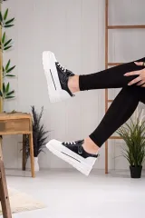 24Y314-8 SİYAH  CONVERSE TARZI AYAKKABI