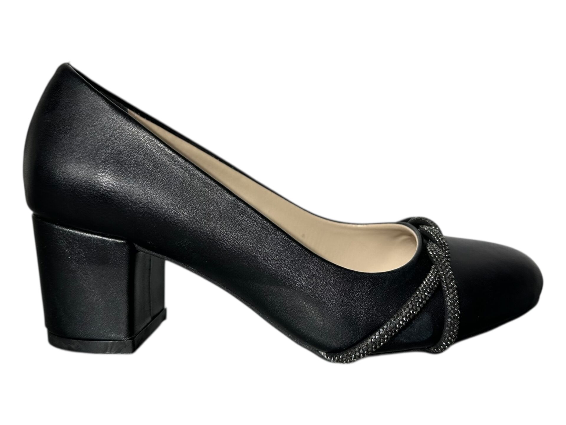 150 ÖNÜ TAŞLI SİYAH TOPUKLU AYAKKABI