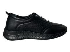 B01 LASTİK BAĞCIKLI SİYAH YAZLIK DERİ AYAKKABI