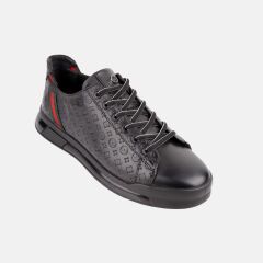 17276 SNEAKER SİYAH DERİ AYAKKABI