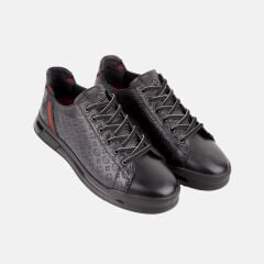 17276 SNEAKER SİYAH DERİ AYAKKABI